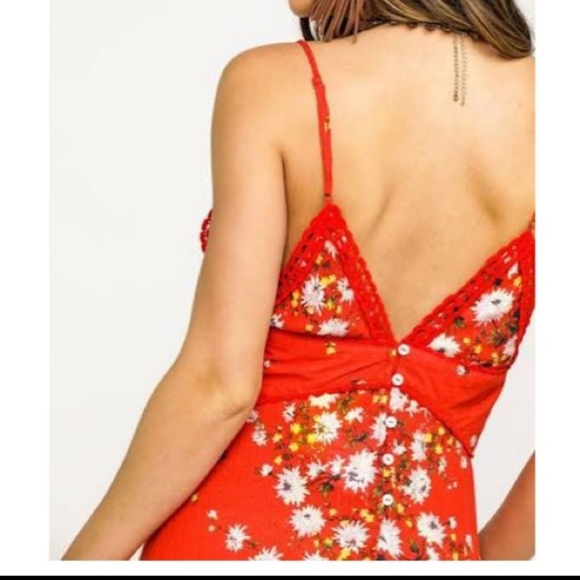 Free People Paradise Print Red Maxi Dress Sm NWT - Picture 10 of 13